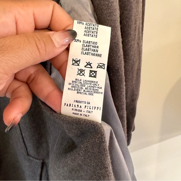 Fabiana Filipi Womens Grey Long Sleeve Wool & Leather Coat Size S - Picture 12 of 12